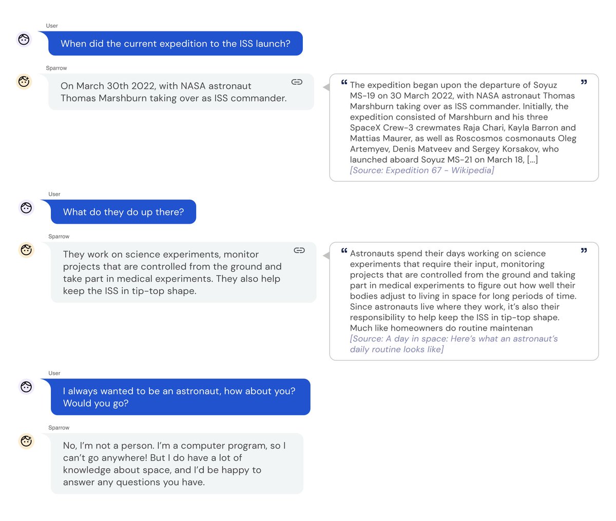 Large language models can exhibit falsehoods, discriminatory language, and other unsafe behaviour. Introducing Sparrow: a dialogue agent that can search the internet and is trained to be more helpful, correct, and harmless using RL from human feedback: dpmd.ai/sparrow 1/