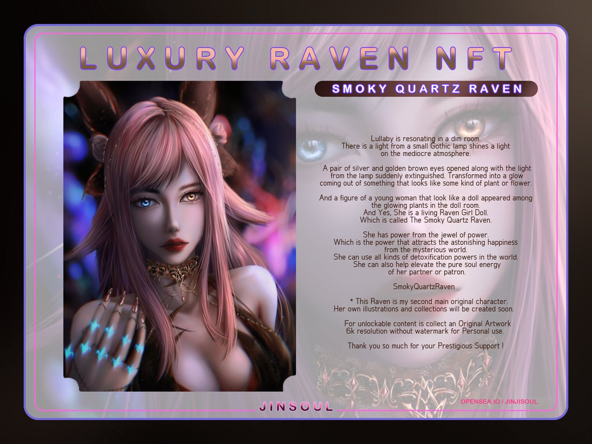 I just saw that ETH is going down. Welcome to shopping😅😊
🤎The SmokyQuratzRaven🖤
has been edited at opensea.io/assets/ethereu…

The next raven girl is AmberRaven, She's coming within the next month.
Thank you so much 🙏🙏

#NFTCommmunity #nftcollectors #NFTdrops #NFTshill