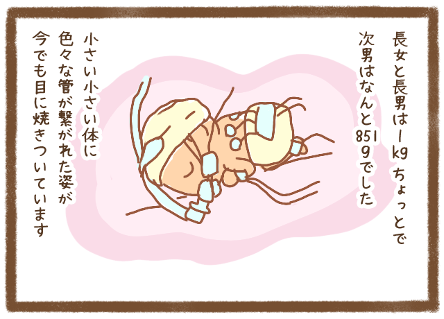 3、3人お腹にいたので切迫早産での入院
2、3人お腹にいたので早産での出産
1、3人とも極低出生体重児
#妊娠出産辛かったことランキング