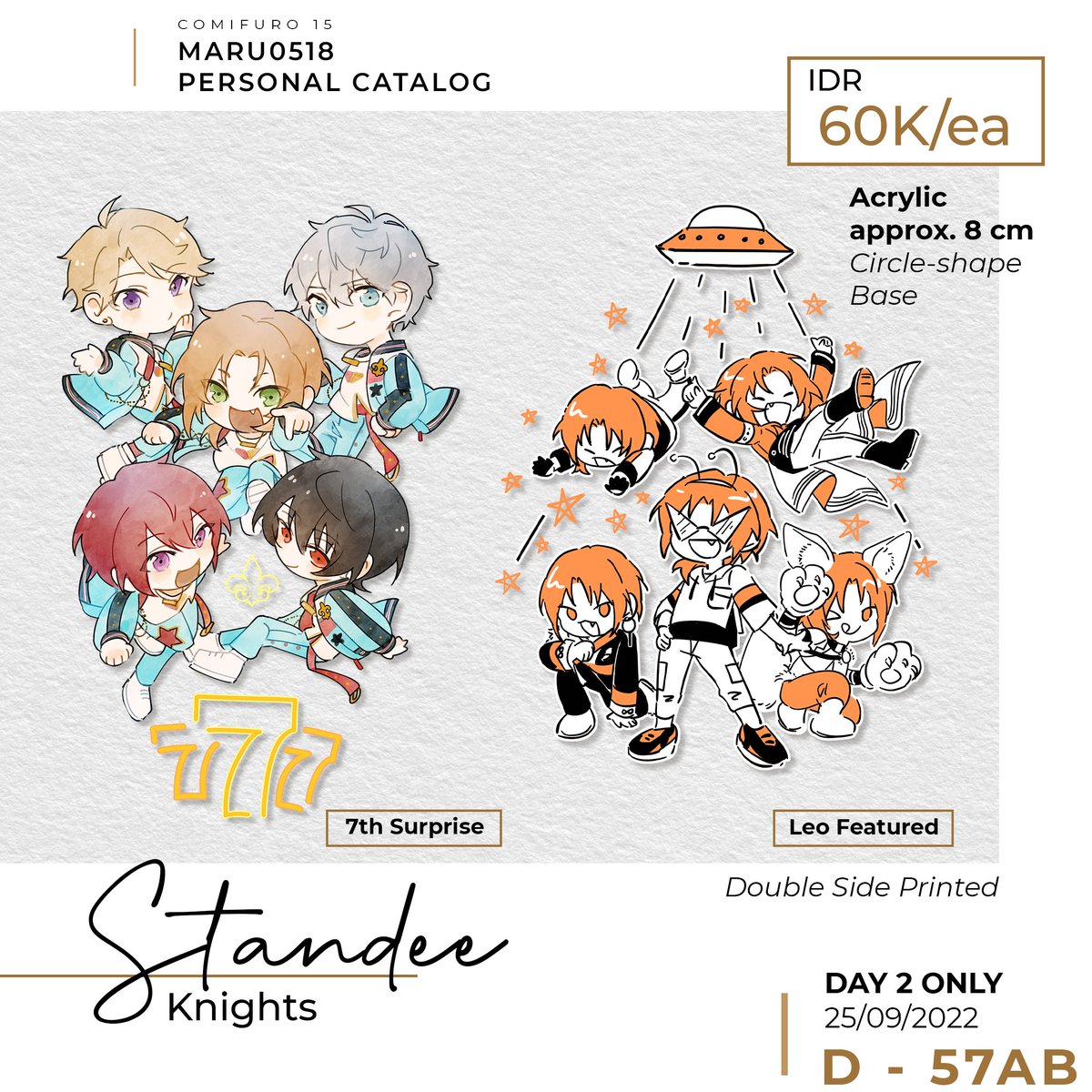 Telat pake bgt tp gapapa 🥺
Hi, this is my personal catalog for comifuro 15!
and ofc enstars Knights contents~ (lain kali unit lain ngikut kalo ga sibuk sobs...)

Currently available for OTS-only 🥲I can't attend so have fun there!🥺🥺
 #comifuro15 #CF15

(1/3) Acrylic-Based 