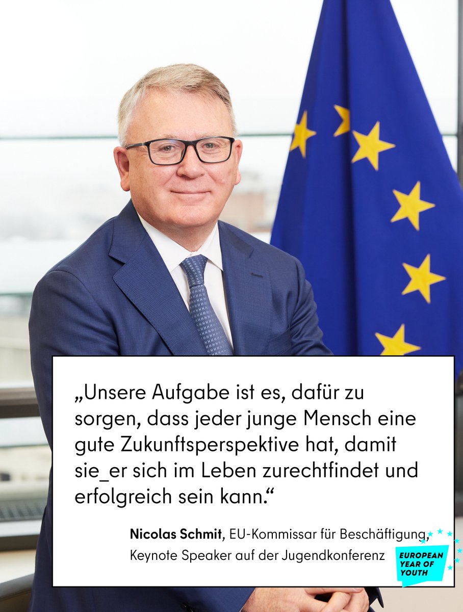 SenASGIVA's tweet photo. Der Countdown läuft – noch 7 Tage bis zur europäischen Jugendkonferenz!🤓🎉
Mit dabei als Keynote Speaker: Nicolas Schmit, EU-Kommissar für Beschäftigung 

👉Hier geht´s zur Konferenzwebsite:
https://t.co/xt8wVaMN2w

#EYY2022Berlin
#EYY2022 https://t.co/eH5WP9lYUm