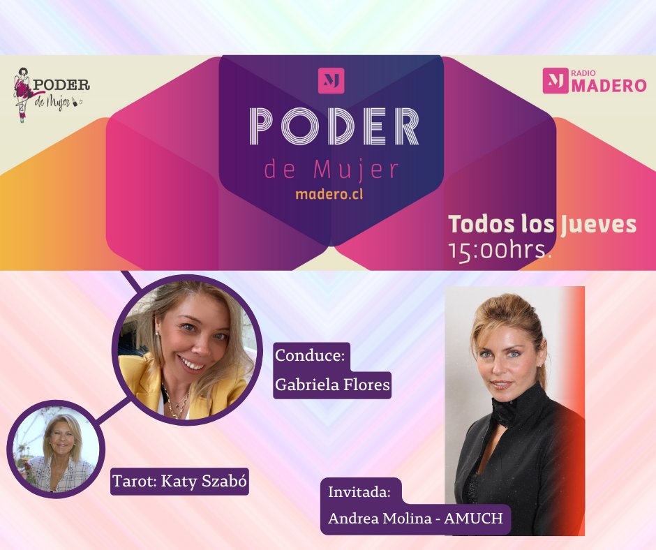 madero_cl's tweet photo. Hoy en Poder de Mujer!
@andreamolina_o nos contará todo sobre sus nuevos proyectos
y un nuevo horóscopo con nuestra querida brujita 🔮Katy Szabo
escúchanos a las 15:00 hrs por @madero_cl o por https://t.co/P1BvpyNMTc
#radiomadero #poderdemujer #tendencias #horoscopo #actualidad https://t.co/OYfY4ir06s