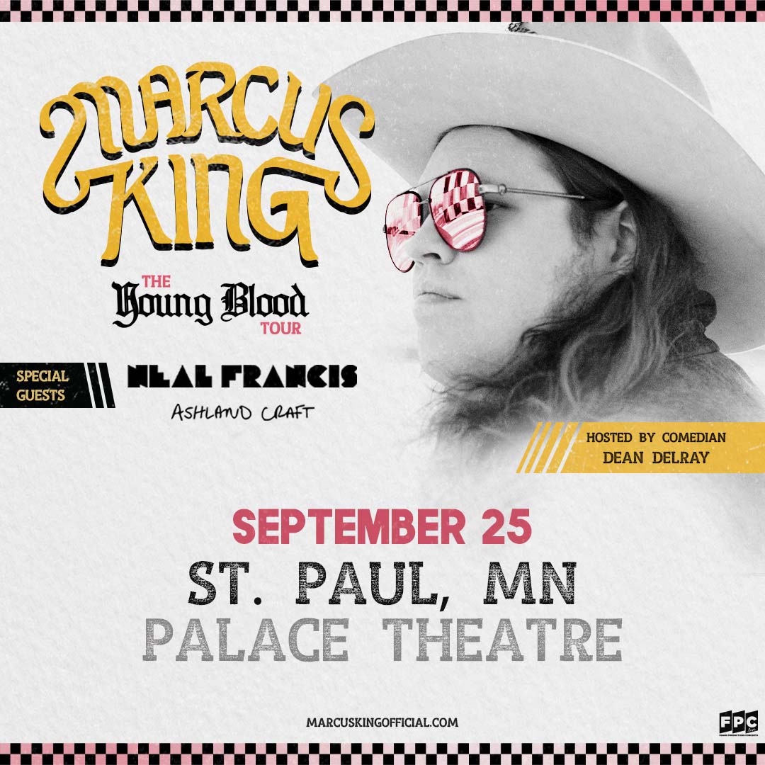 Sunday at the <a href="/PalaceStPaul/">Palace Theatre</a>, catch <a href="/realmarcusking/">Marcus King</a> w/ <a href="/thenealfrancis/">Neal Francis</a> <a href="/AshlandCraft/">Ashland Craft</a> and <a href="/deandelray/">Dean Delray</a>. We've got a pair of tix &amp; merch prize pack (including signed vinyl!) up for grabs. RT to ETW. We'll pick a winner Fri at 11am.
first-avenue.com/event/2022-09-…