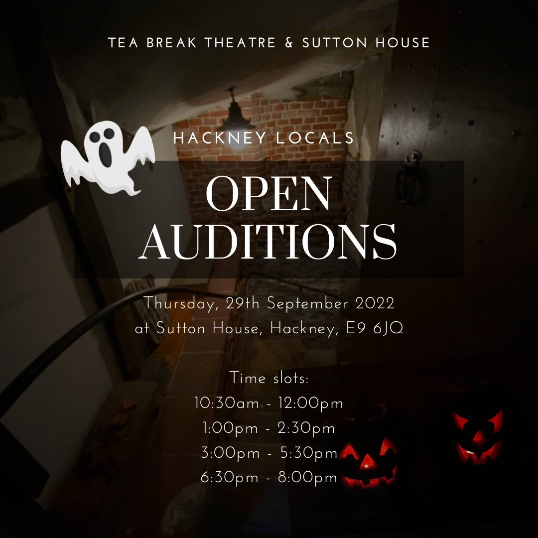 Sutton House NT (@suttonhousent) on Twitter photo Something wicked this way comes! Open auditions with <a href="/TeaBreakTheatre/">Tea Break Theatre</a> for Hackney local performers are taking place on Thursday 29 September. More info: nationaltrust.org.uk/events/6035d48… Something wicked this way comes! Open auditions with <a href="/TeaBreakTheatre/">Tea Break Theatre</a> for Hackney local performers are taking place on Thursday 29 September. More info: nationaltrust.org.uk/events/6035d48…