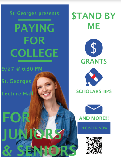 Don't miss out on the How to Pay for College Event hosted @St_GeorgesTHS on 9/27 in the SG Lecture Hall. #NCCVTWorks @ChadHarrisonSG @SarahOlsavsky @fhansonic @drjconnor299 @StGGuidanceDept #CollegeAndCareerReady