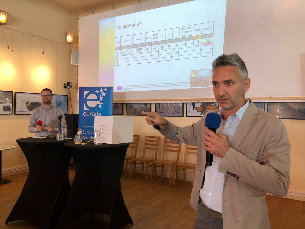 Eurada_RDAs's tweet photo. The #OBECproject's final event is now underway! 🇪🇺⛓️
🗣️The audience is introduced to the world of #Blockchain by Abdallah Sobeih - OBEC's project coordinator and various experts in the field.
Stay tuned! https://t.co/u6FZwFxnTB