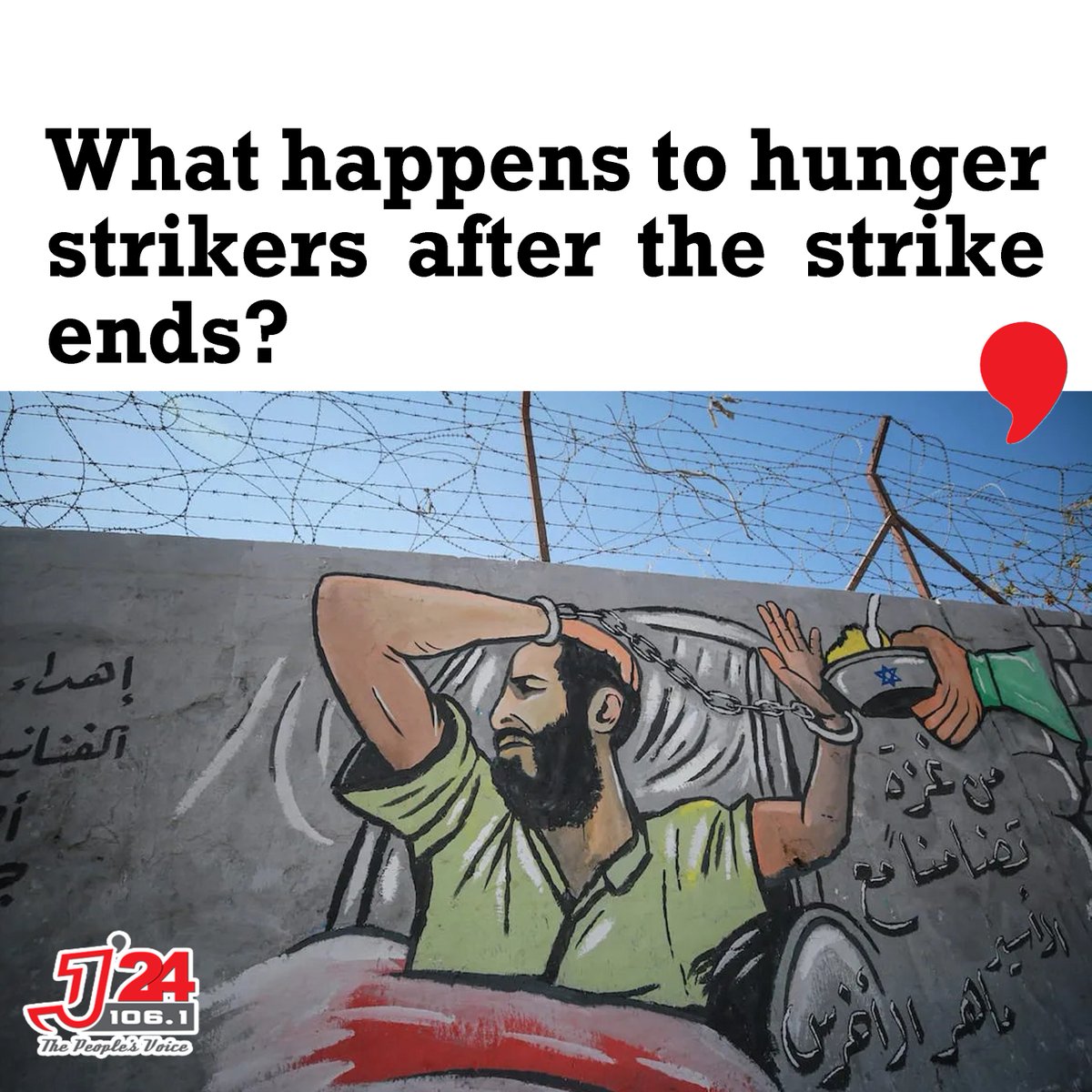 There is little public understanding of the long-term health effects of a hunger strike – and even the medical literature “needs to be rewritten” on the subject. Listen to the full interview on Wake up Palestine on our website: jerusalem.24fm.ps/17043.html #Prisoners #hungerstrike