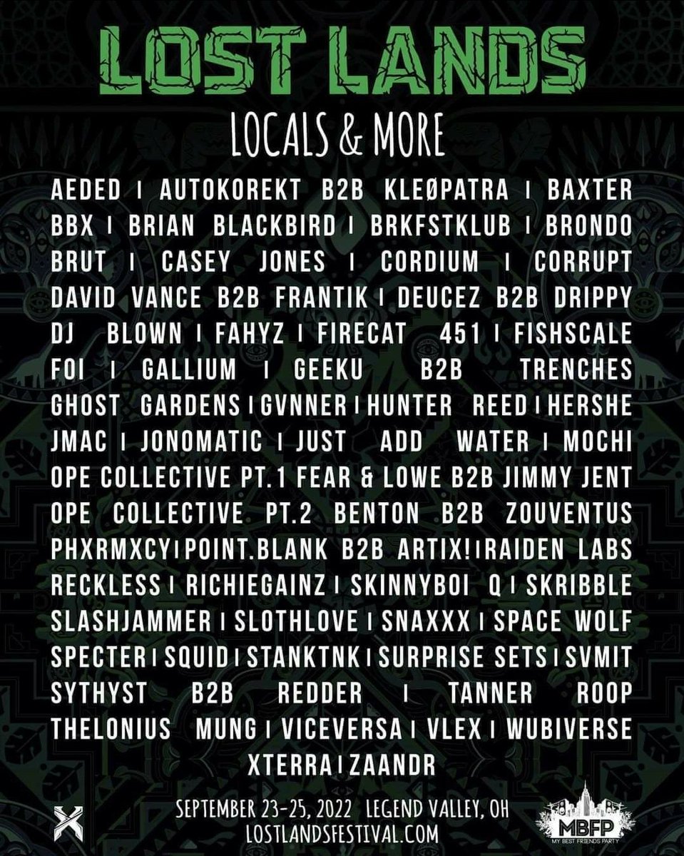 Lost Lands! Secret is out. See you all Friday at 1PM on the Village Camp Stage. Big up <a href="/MBFP614/">MyBestFriendsParty</a> for the opportunity.
