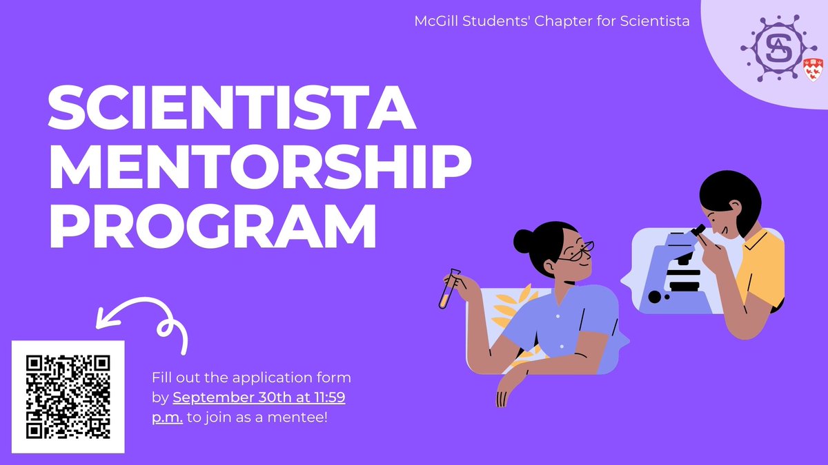 Scientista McGill is looking for undergraduate/graduate STEM students at McGill to join our mentorship program! This opportunity is particularly targeted at female, transgender, and non-binary students in an effort to inspire and empower people of underrepresented genders in STEM