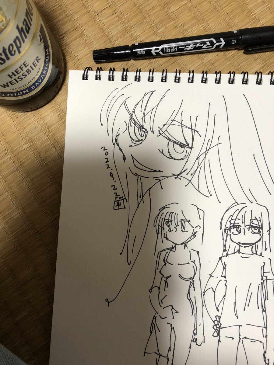 ビール飲みながら落書き 