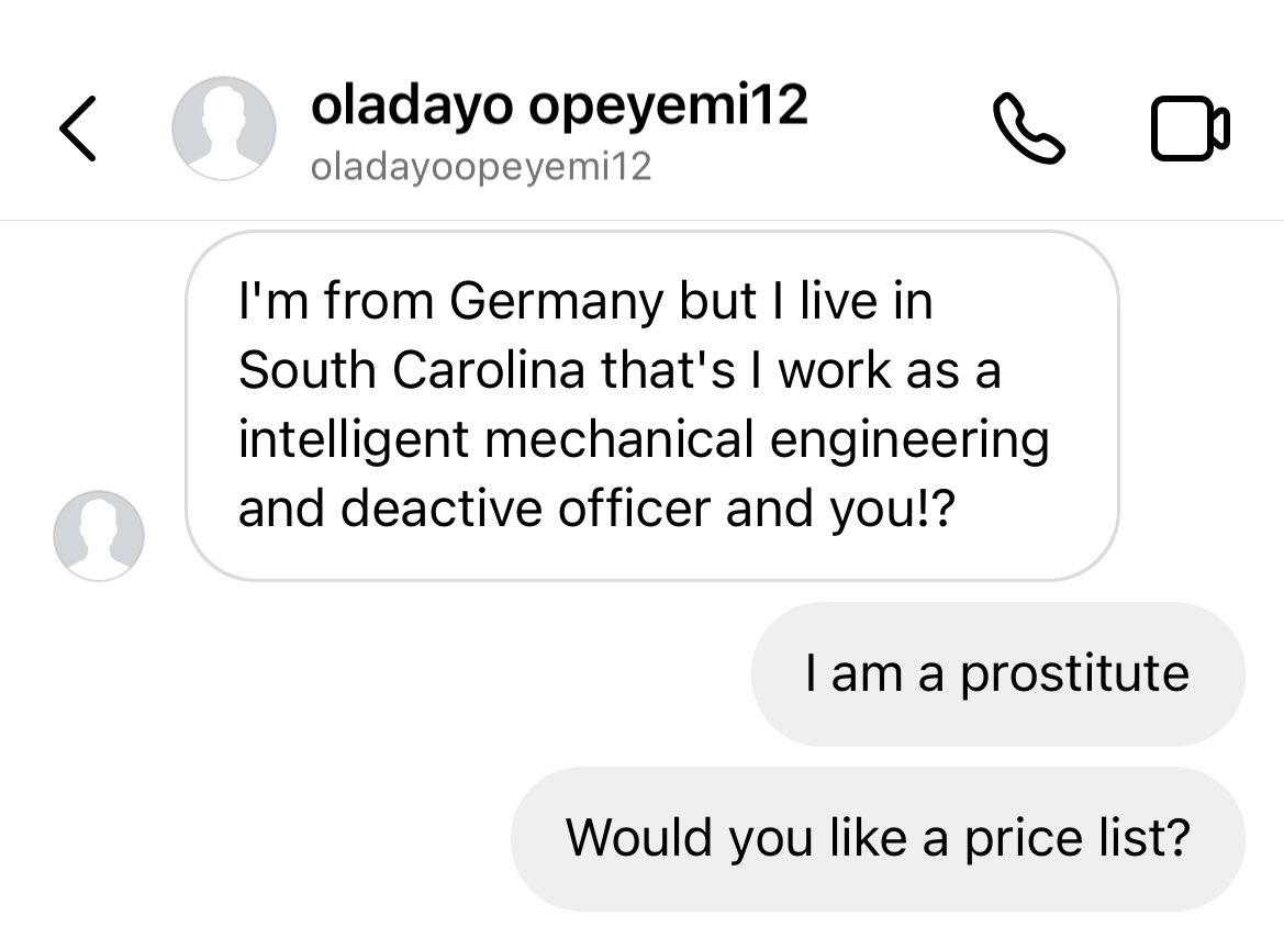 deathtospinach's tweet photo. Oladayo is a potential new love interest

Pros:
- good job
- doesn’t mind my prostitution
- doesn’t put sex first

Cons:
- lives in the USA
- doesn’t say please
- happy for me to give hand jobs in exchange for Amazon cards

It’s a tough one 

🤔 https://t.co/KTULpFiG6R