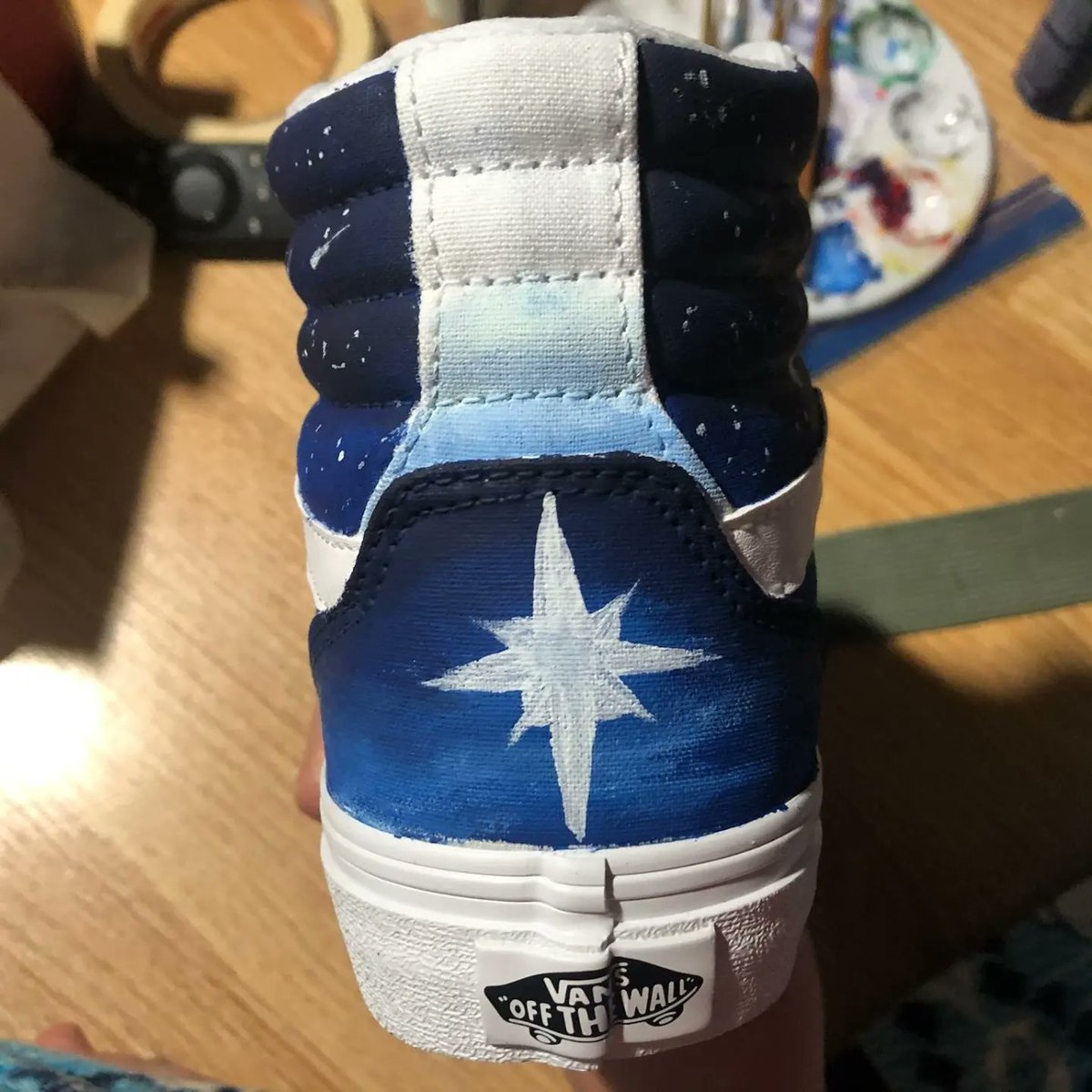 KaraStone40's tweet photo. @Coach_Stone_MT ... Our daughter couldn't find shoes for #homecoming so she got creative and customized white @Vans
#art #Stargirl #hitop #Stone7 https://t.co/1WfwooRxTD