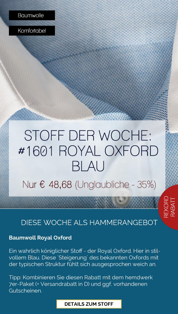 hemdwerk's tweet photo. ANZEIGE

Rekordrabatt: 35% auf Stoff der Woche #1601 Royal Oxford Blau

https://t.co/XFlW7iHauO

#hemdwerk #masshemd #baumwolle #sale #deals #rabatte #coupon #gutscheine #webshop #onlineshopping #mensfashion #shirts #businesshemd https://t.co/Y8wxjSp6Yz
