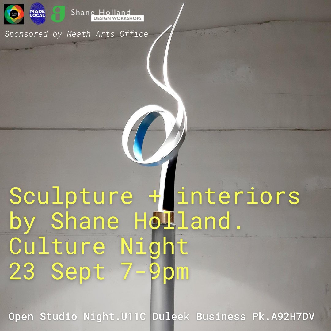 ShaneHollandDW's tweet photo. Culture Night 2022 is coming! See you there!!
#culturenight #oíchechultúir #culturenight2022 #mastercraftsman #openstudionight #metalart #metalartist #irishsculptor #irishartist #contemporaryart #comtemporarysculpture #shanehollandart #sculpture #art #lighting #furniture https://t.co/DschWpa789