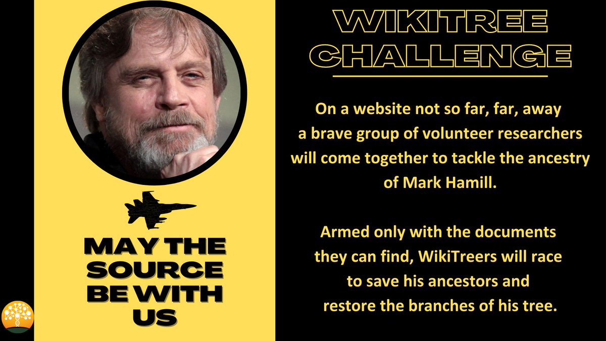 WikiTreers's tweet photo. Join us Oct 6-13 as we take on the ancestry of @MarkHamill!  What will we find? Come to the Wiki, we have collaboration.  https://t.co/gXI1pJxaAF

#WTChallenge #WikiTree #StarWars #MarkHamill https://t.co/HBBqK3oyVx