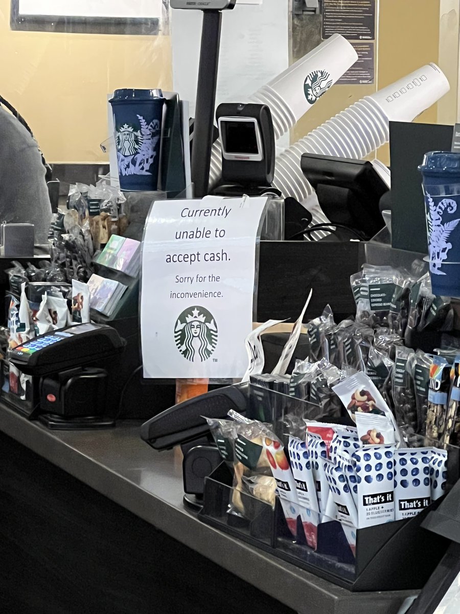 AngieTVLau's tweet photo. Spotted at the local coffee spot. This day is coming… #digitaleverything #cashless #Cryptocurency #stablecoins #digitaldollar #CBDCs (No one thought it was inconvenient) https://t.co/hfZJV9hT4U