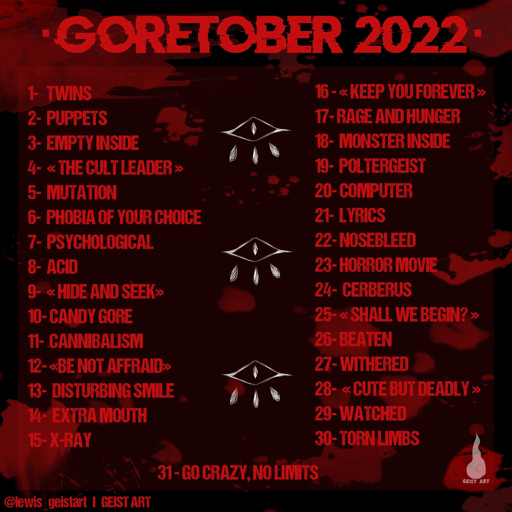 Goretober 2025 Prompt List Alvira Babette
