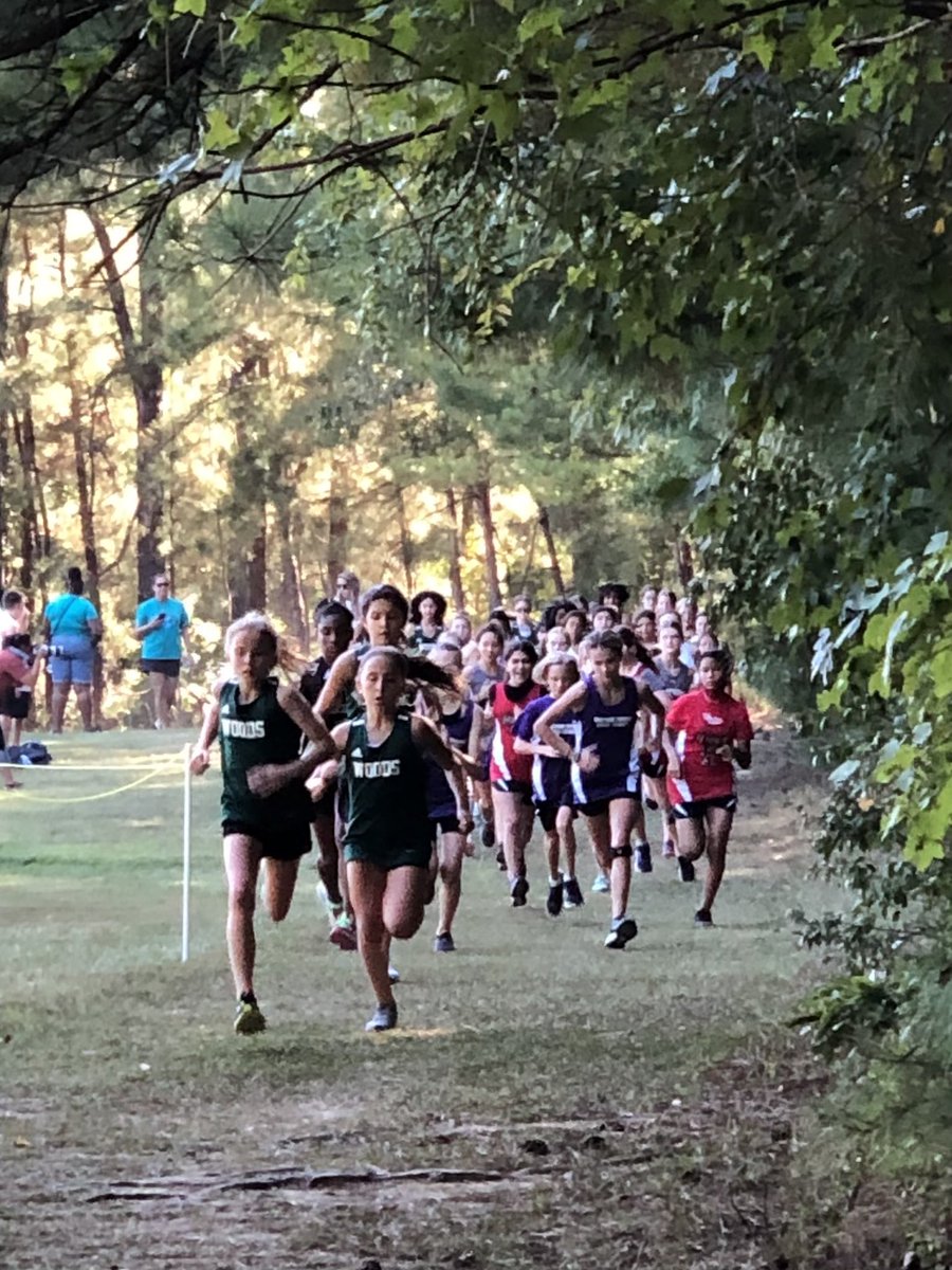 woodscharter's tweet photo. Middle School girls take 1st, 2nd, and 3rd place in the first home cross country meet. https://t.co/GqCfAC0SUU