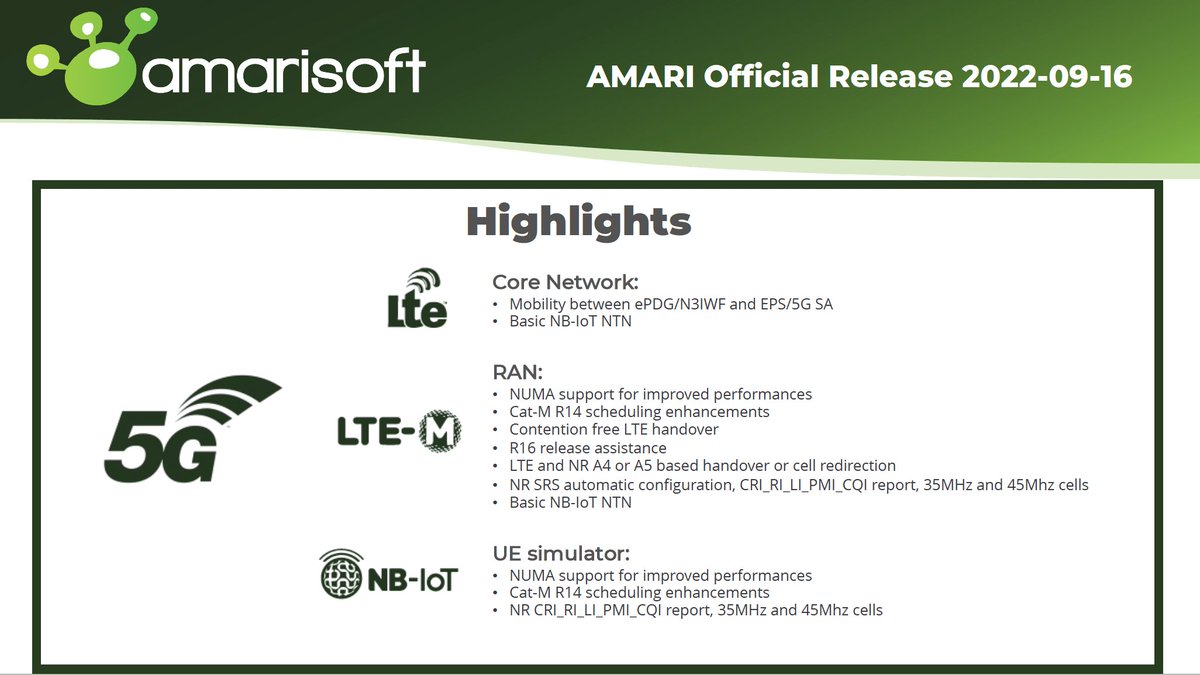 amarisoft (@amarisoft) on Twitter photo Check our latest software release with new features for Core Network, RAN and UE simulator
#SimpleRAN #5G #IOT #LTE #NR #testing #privatenetworks #private5g Check our latest software release with new features for Core Network, RAN and UE simulator
#SimpleRAN #5G #IOT #LTE #NR #testing #privatenetworks #private5g