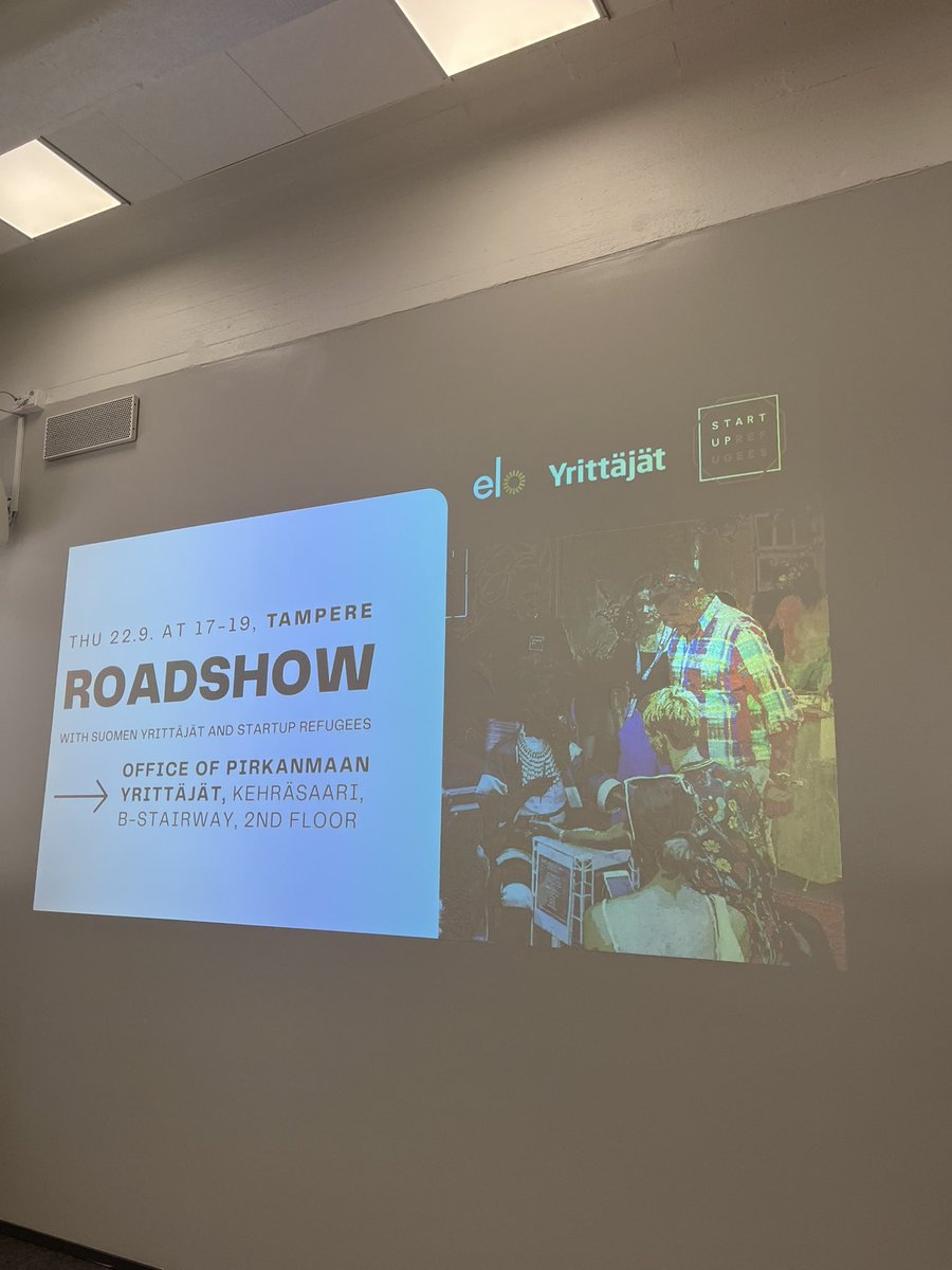 Roadshow today in Tampere! <a href="/EloTyoelake/">Työeläkeyhtiö Elo</a> <a href="/suomenyrittajat/">Suomen Yrittäjät</a> <a href="/startuprefugees/">Startup Refugees</a>