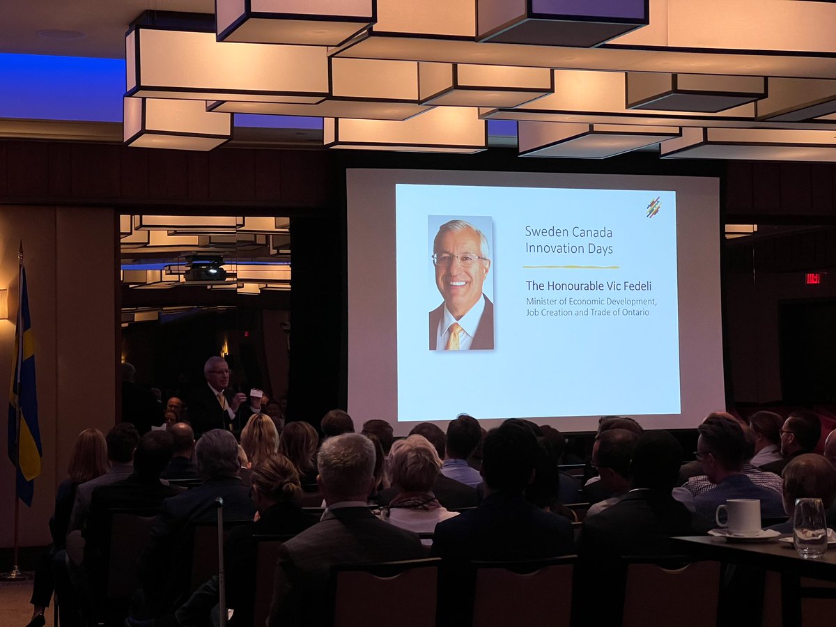 It was wonderful to hear Minister <a href="/VictorFedeli/">Victor Fedeli</a> speak about economic development opportunities in Ontario at the Sweden-Canada Innovation Days!

We welcomed our Swedish partners @PaperProvince and <a href="/SBioeconomy/">StingBioeconomy</a> to Toronto earlier this week for our workshop and matchmaking event 🌲