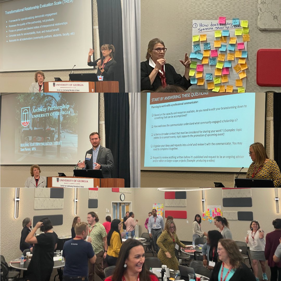 givepulse's tweet photo. Day 2 precon @engageschlrship #OEPN2022 work reflection, evaluation + impact Sam @UGA_Archway, Katie & Gretchen @cuoutreach on TRES and telling stories, @drjwpurcell @kennesawstate keynote, and making sure we have joy + self care to sustain #ESCImpact #PublicScholarship https://t.co/xfjuhaBkwm