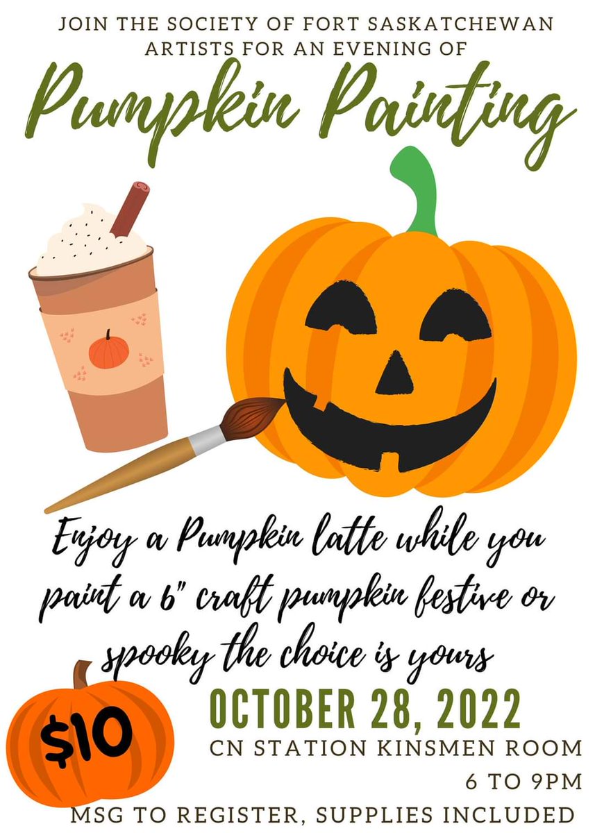 Fall fun with the Art Society #pumpkinpainting msg us on our Facebook page or email us to register
#art #fortsask #artclasses #Pumpkin #painting