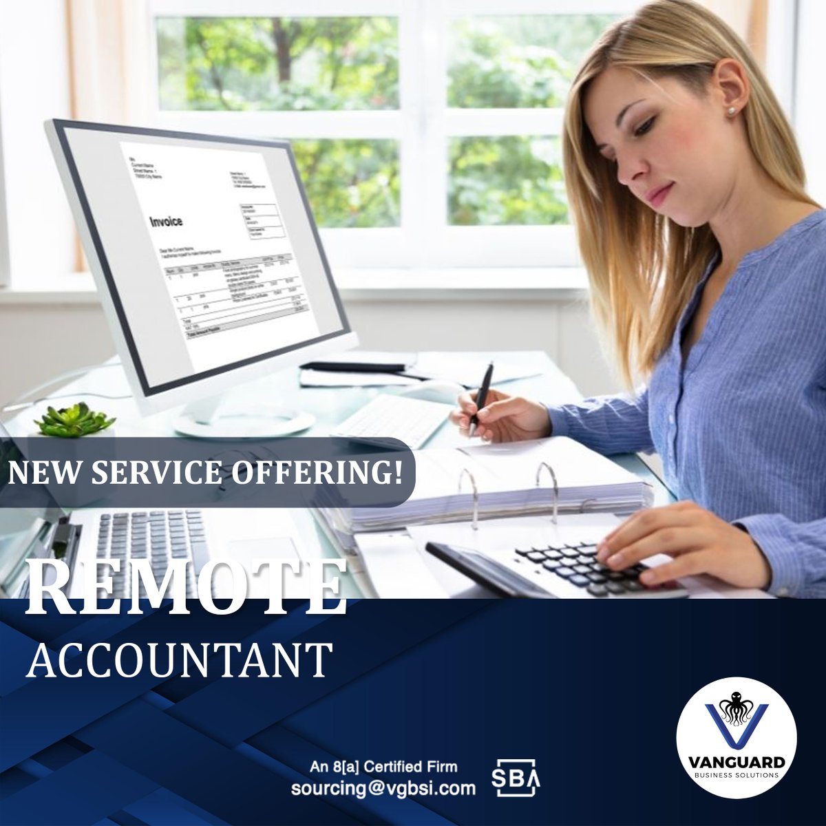 New Service Offering!
Remote Accountant
#RemoteAccountant #VanguardBusinessSolutions