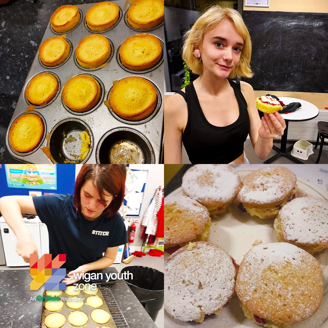 WiganYouthZone's tweet photo. Bake-off is back with Gail!🧁
Look at what the teams got up to the last 2 weeks!

Every Friday we'll see two senior teams go up against the clock to deliver the best baking.
They'll each be given a recipe, instructions, utensils and ingredients. 

Let the baking wars begin! 🍰 https://t.co/9HBVfyWs9j