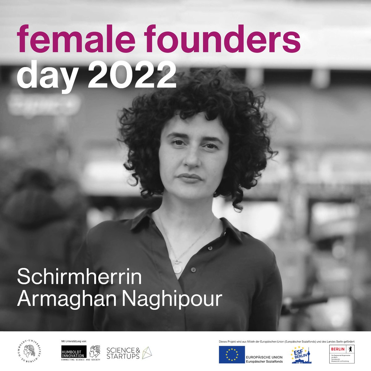 #FemaleFounders und solche, die es werden wollen, aufgepasst! Am 23.11.2022 veranstalten wir den #FemaleFoundersDay2022 und dabei wird uns eine besondere Ehre zuteil: <a href="/armaghipour/">Armaghan Naghipour</a> übernimmt die Schirmherrinnenschaft für das Event! 🤩

Zur Anmeldung: hmbldt.de/ffd2022.