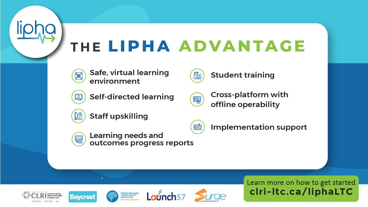 CLRI_LTC's tweet photo. Join our monthly webinar series to learn about LIPHA.

LIPHA is an immersive Virtual Training Platform that uses simulated cases &amp; game-based design to engage learners to apply learnings to real-world situations.

Register here: https://t.co/L6xcn0YDVp

@Baycrest @CABHI__ https://t.co/2vQTKvJCQW