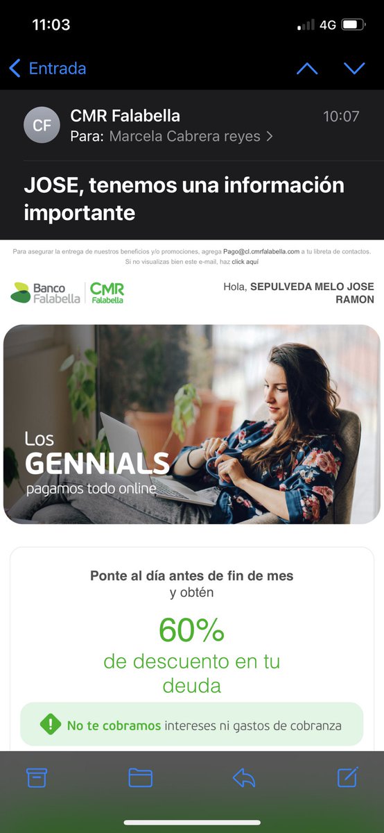 pili_caabrera's tweet photo. @FalabellaAyuda hola!!! Necesito q dejen de enviar mensajes a jose sepulveda melo a mi correo, llevan años y ni siquiera se quien es!!! Todos los dis un correo nuevo! https://t.co/iOzoxTttZM