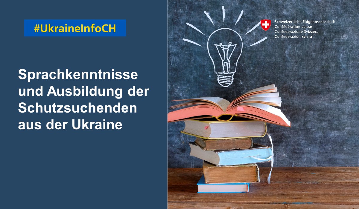 Seit 2 Monaten erfasst das <a href="/SEMIGRATION/">SEM</a> bei Personen, die den Status S beantragen, Informationen zu Sprachkompetenz und Ausbildung. Erste Auswertungen zeigen: Viele haben gute Englischkenntnisse, die Mehrheit ist gut ausgebildet. Details:
sem.admin.ch/sem/de/home/as…