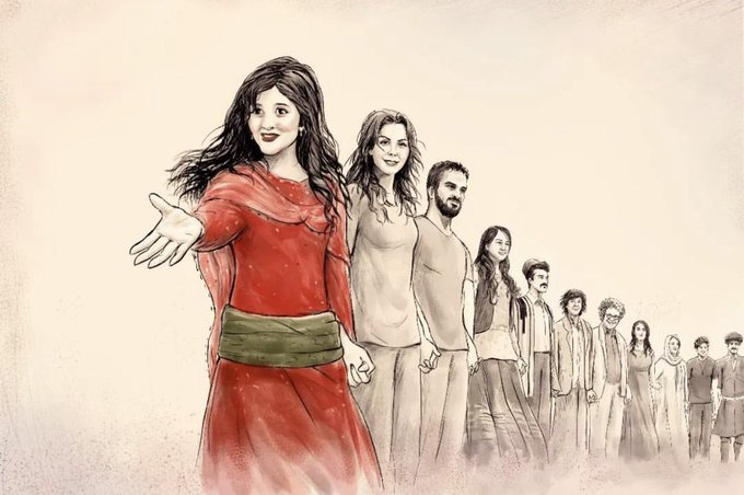Neda100Liberty's tweet photo. Un dibujo muy conmovedor y hermoso de los iraníes asesinados por el régimen.
#MahsaAmini
Neda Agha-Soltan, quien se convirtió en el ícono de los #IranProtsts de 2009
#NavidAfkari, luchador/manifestante ahorcado por el régimen hace 2 años
Nunca olvidaremos ni perdonaremos. https://t.co/xmruu20Mig