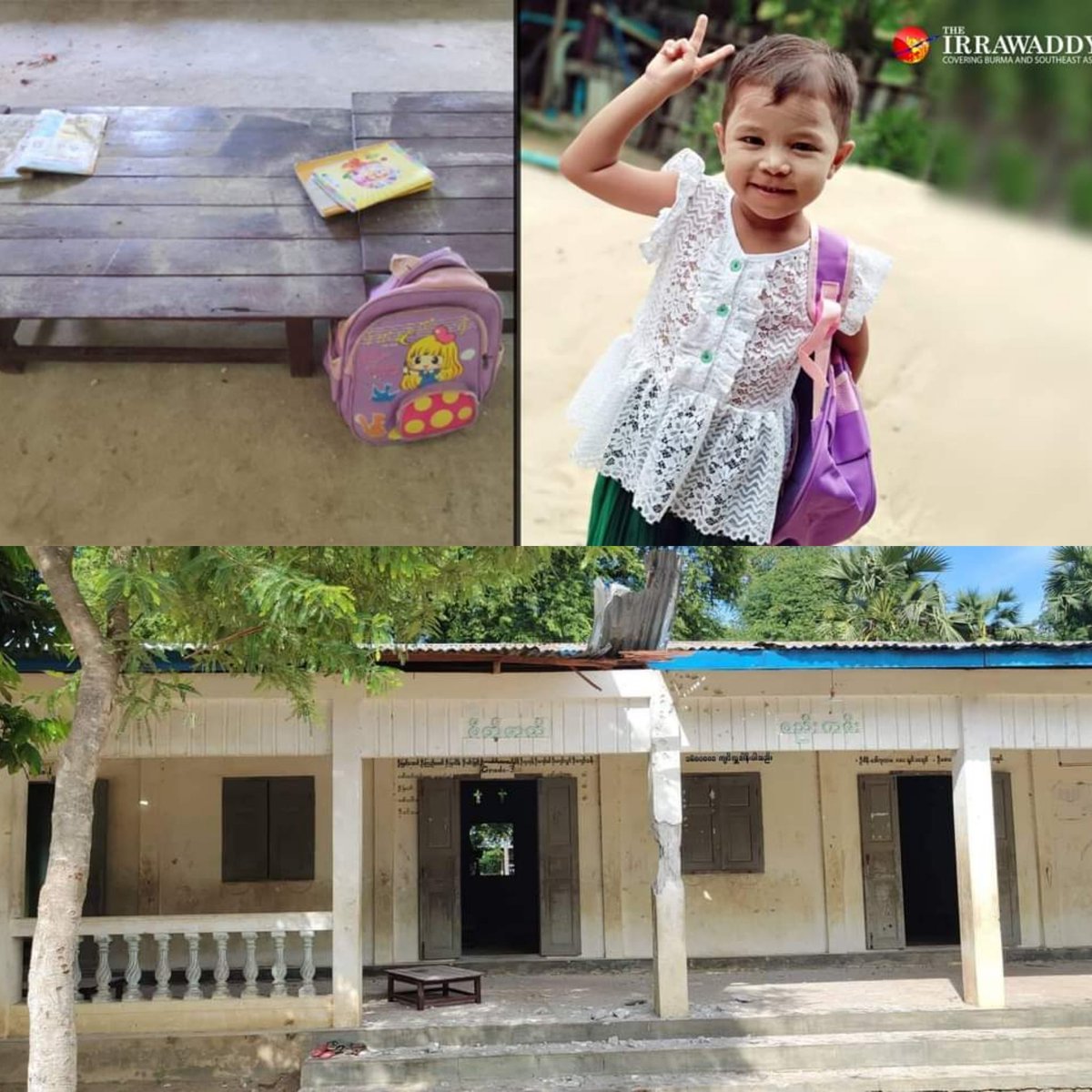 ActivistLittle's tweet photo. 7-year-old Hsu Yati Hlaing, who attended the first grade, was among the children who were killed in the #MyanmarMilitaryTerrorists' airstrikes on the school in Letyetgone village, Tabayin township, Sagaing region.

#2022Sept22Coup #SaveMyanmarChildren #WhatsHappeningInMyanmar https://t.co/vNludc2lZH