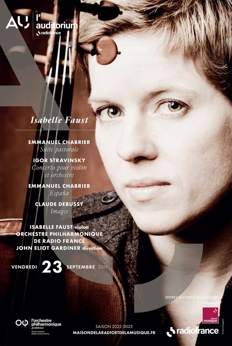 PhilharRF's tweet photo. C'est demain - 20h - à l'Auditorium de @radiofrance, mais aussi en direct et en Facebook Live sur @francemusique et sur @arteconcert. 
Isabelle Faust rencontrera le public à 19h dans le cadre d'un avant-concert présenté par @saskiadeville, réservation sur https://t.co/2NdoIvaCuj https://t.co/KFcLeP2muK