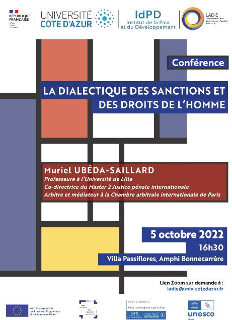UnivDroitInter's tweet photo. [Conférence] 05/10 | La dialectique des sanctions et des droits de l'homme.  @Univ_CotedAzur https://t.co/04FrqyDnjA https://t.co/UcUMoOuQHs
