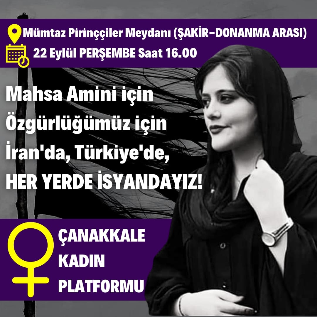 ckadinplatformu's tweet photo. Bugün saat 16.00'da Mümtaz Pirinççiler Meydanı'nda buluşuyoruz!
#MahsaAmini için
özgürlüğümüz için
İran'da, Türkiye'de,
HER YERDE İSYANDAYIZ! https://t.co/SymR0qaGMs