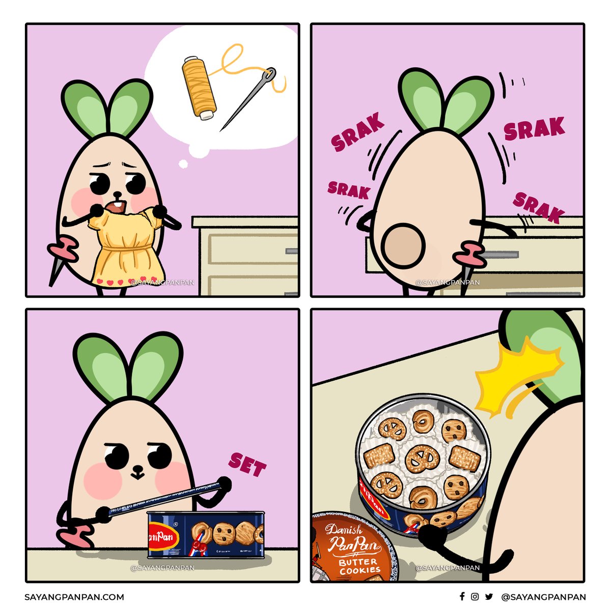 SayangPanPan's tweet photo. HUH!!! The jar is filled with biscuits?!😳🥨 Okay who's pranking me??🤨🤨
#sayangpanpan #comic #danishcookie #sewingkit #cookie #biskuit #kue #kaleng #alatjahit #jahit https://t.co/4Cd6gUlkgI