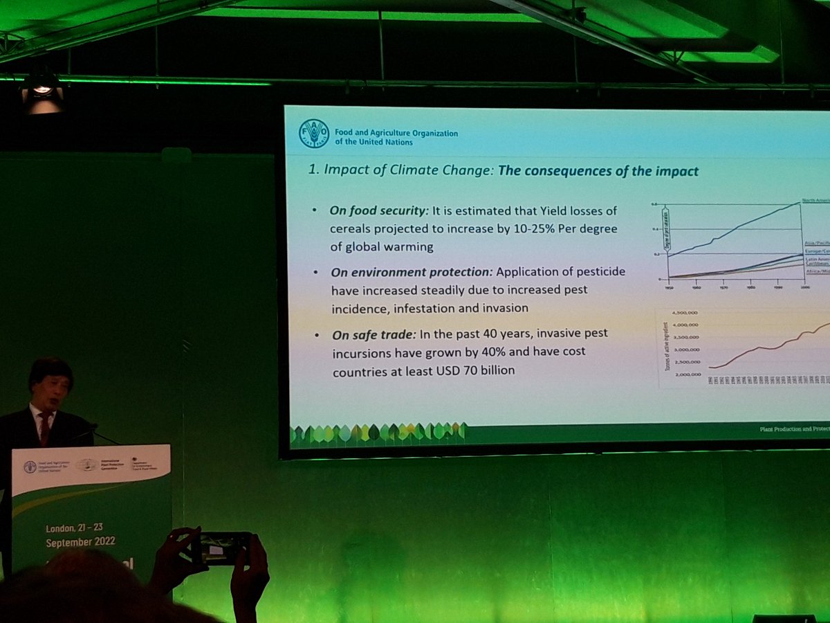GianfRomanazzi's tweet photo. Impact of #climate #change on #pest and #pathogens, overview by #JingyuanXia, #NSP #Drector at #FAO at #IPHC2022 https://t.co/iRcBvVQSw2