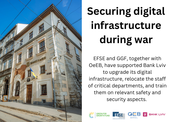 EFSE Fund (@efsefund) on Twitter photo EFSE and <a href="/GreenGrowthFund/">Green for Growth Fund</a> supported Bank Lviv in upgrading its #digitalinfrastructure, relocating #criticaldepartment staff, and #training them on safety and security aspects.
Read more: bit.ly/3S04bdY EFSE and <a href="/GreenGrowthFund/">Green for Growth Fund</a> supported Bank Lviv in upgrading its #digitalinfrastructure, relocating #criticaldepartment staff, and #training them on safety and security aspects.
Read more: bit.ly/3S04bdY