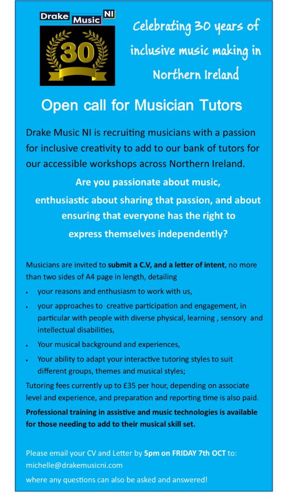 Please share @ohyeahcentre <a href="/Culturlann/">An Chultúrlann</a>
<a href="/ArdsArts/">Ards Arts Centre</a> @jowrightmusic <a href="/ArtsCouncilNI/">Arts Council of Northern Ireland</a> <a href="/theduncairn/">Duncairn Arts</a> <a href="/CrescentArts/">Crescent Arts Centre</a> @nervebelfast <a href="/HelpMusiciansNI/">Help Musicians NI</a>  <a href="/S_ERC/">South Eastern Regional College</a> @mynwrc <a href="/QUBelfast/">Queen's University Belfast 🎓</a> <a href="/bfastmet/">Belfast Met</a> <a href="/UlsterUni/">Ulster University</a> @CCSkills @IMROireland <a href="/FMC_Ireland/">First Music Contact</a> <a href="/BelfastElecArts/">BEAMA</a> <a href="/NewLodgeArts/">New Lodge Arts</a> <a href="/garysnowpatrol/">gary lightbody</a>