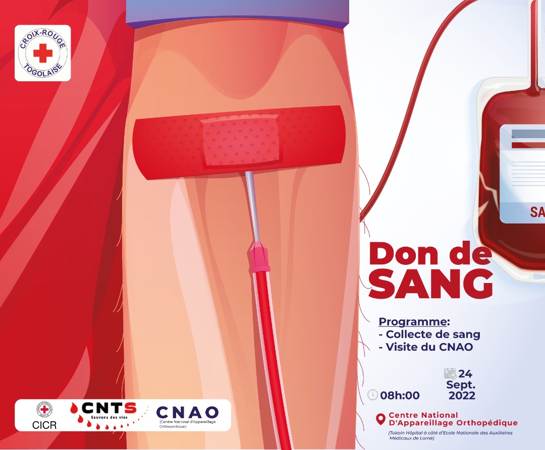 Donner du SANG, c'est SAUVER des VIES de plusieurs gens. RDV ce Sam 24 Sept pour une Journée DON  DE SANG dès 08h au CNAO (Tokoin) à côté de Enam. Hâte de vous retrouver là-bas. On le fait ensemble. Dites à vos proches/amis.🙏🏾
CRT × <a href="/CntsTogo/">Centre National de Transfusion Sanguine/ Togo 🇹🇬</a> × <a href="/CICR_Afrique/">CICR Afrique</a> au #Togo.
#TgTwittos