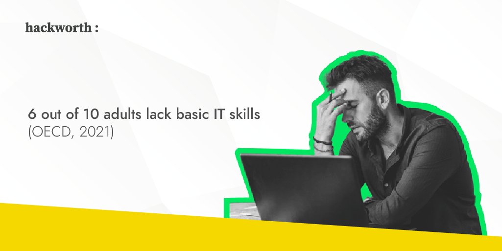 HackworthLtd's tweet photo. 🚨 The UK has a #digitalskills crisis, with 6 out of 10 adults lacking basic IT skills, according to the OECD (2021).

We want everyone to be able to benefit from the digital economy.

It's time to rethink #programming to ensure it appeals to a wider range of #school students! https://t.co/2QULIn2MT9