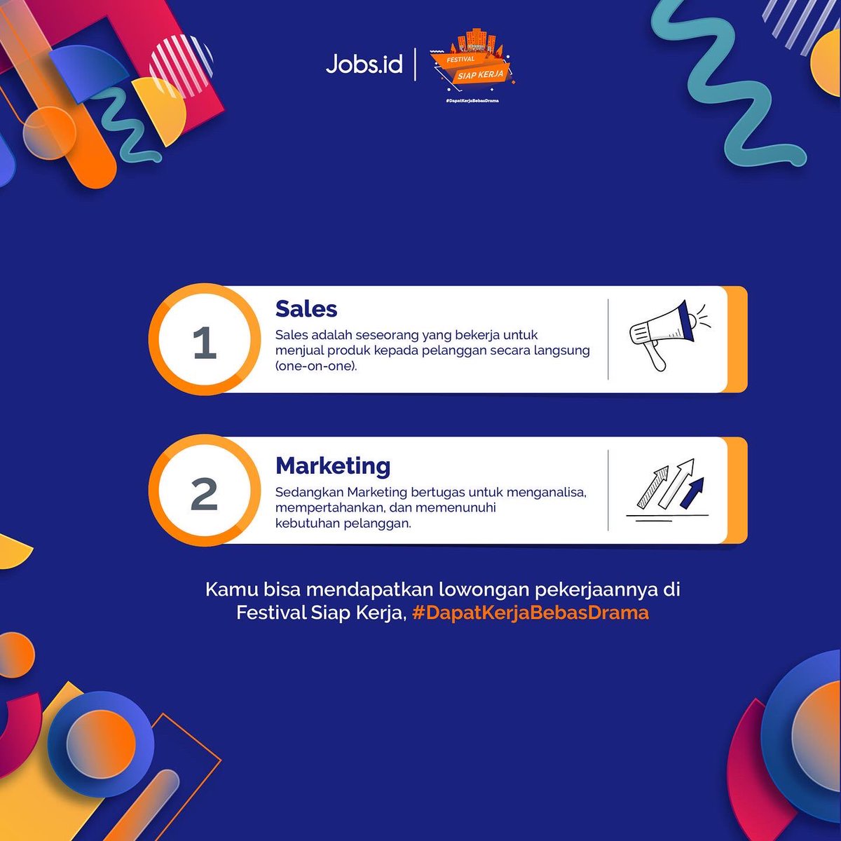 jobsdotid's tweet photo. Sales Vs Marketing

Apa perbedannya? Dan apakah kamu tertarik bekerja di bidang tersebut?

Sebelumnya baca dulu perbedaanya berikut ini, dan nantikan Festival Siap Kerja #DapatKerjaBebasDrama

#jobsdotid #hiring #jobs #festivalsiapkerja #dapatkerjabebasdrama #jobfair #workshop https://t.co/GMXhnmPCOR