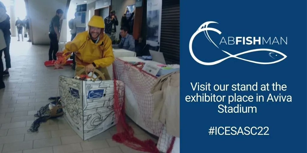 Cabfishman's tweet photo. Only two hours left to come & visit the @Cabfishman stand in the #ICESASC22 Aviva Stadium lobby! Come try our boat for yourself & get a picture on board! Talk to us to find out more about #SmallScaleFisheries and our new #GEOTool! @ICES_ASC @BordIascMhara https://t.co/mGWVVX45RA