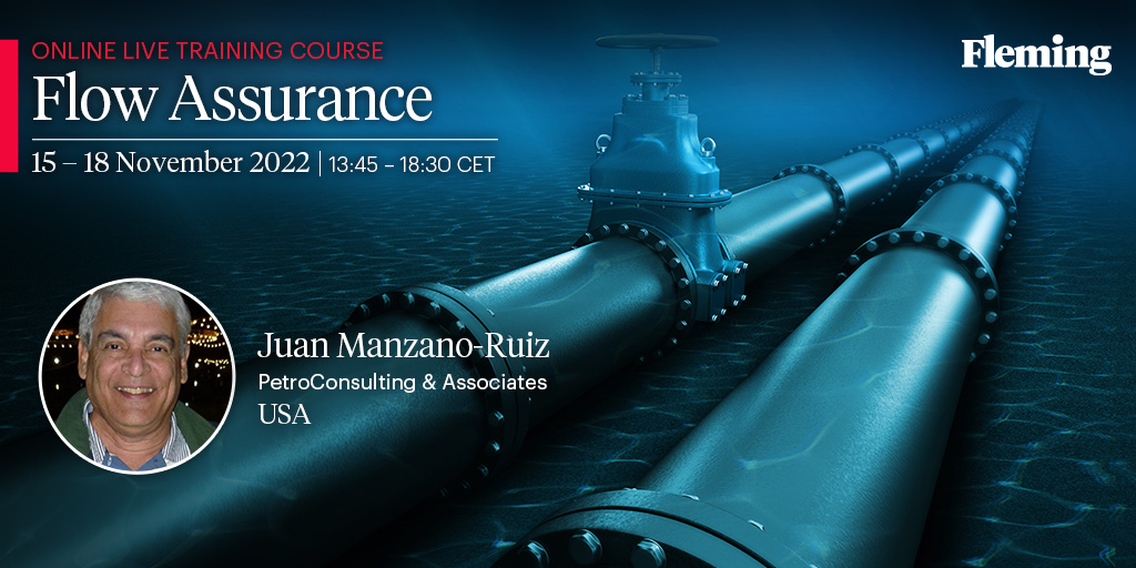 Join our #Flow #Assurance online live training led by course leader Juan Manzano-Ruiz. He has 40 years of experience in management, engineering design, flow assurance, process and facilities engineering.

Register here: bit.ly/3xIQUi1

#Fleming