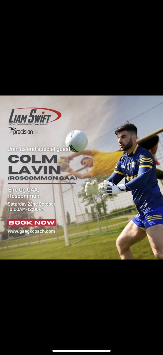 @GAAGKCOACH goalkeeping academy workshop on Saturday October 22nd in Eire Og GAA club. Last few spots available through gaagkcoach.com