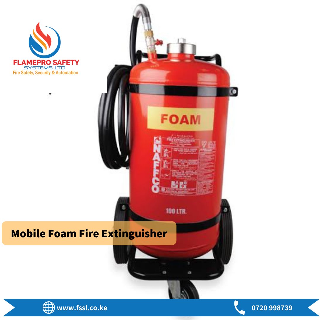 OfficialFssl's tweet image. Mobile Foam extinguishers are most suitable for fires involving flammable liquids and freely burning materials such as paper, cloth and wood.

We supply, install and service

Contact us on:

☎0720998739 
✉️enquiries@fssl.co.ke
🌐fssl.co.ke 

#fssl #firesafety
