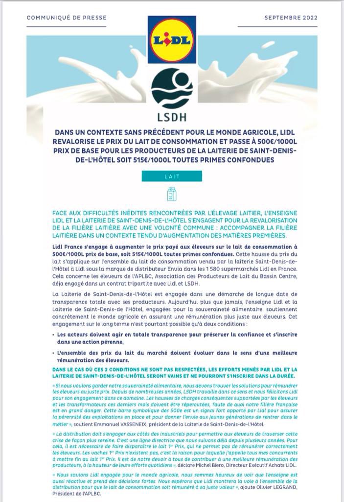 #Prixdulait🥛| Chez <a href="/lidlfrance/">Lidl France</a> nous sommes engagés aux côtés du <a href="/groupeLSDH/">LSDH</a> pour que les producteurs 🐮 soient rémunérés au juste prix. Pour que ces engagements soient pérennes nos concurrents doivent mettre fin au lait 1er prix #lesvachespremierprixnexistentpas